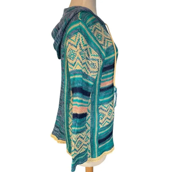 Wrangler Retro South Western Women's Hoodie Bell Sleeve Hobo V-Neck Sweater SZ S - Picture 5 of 12